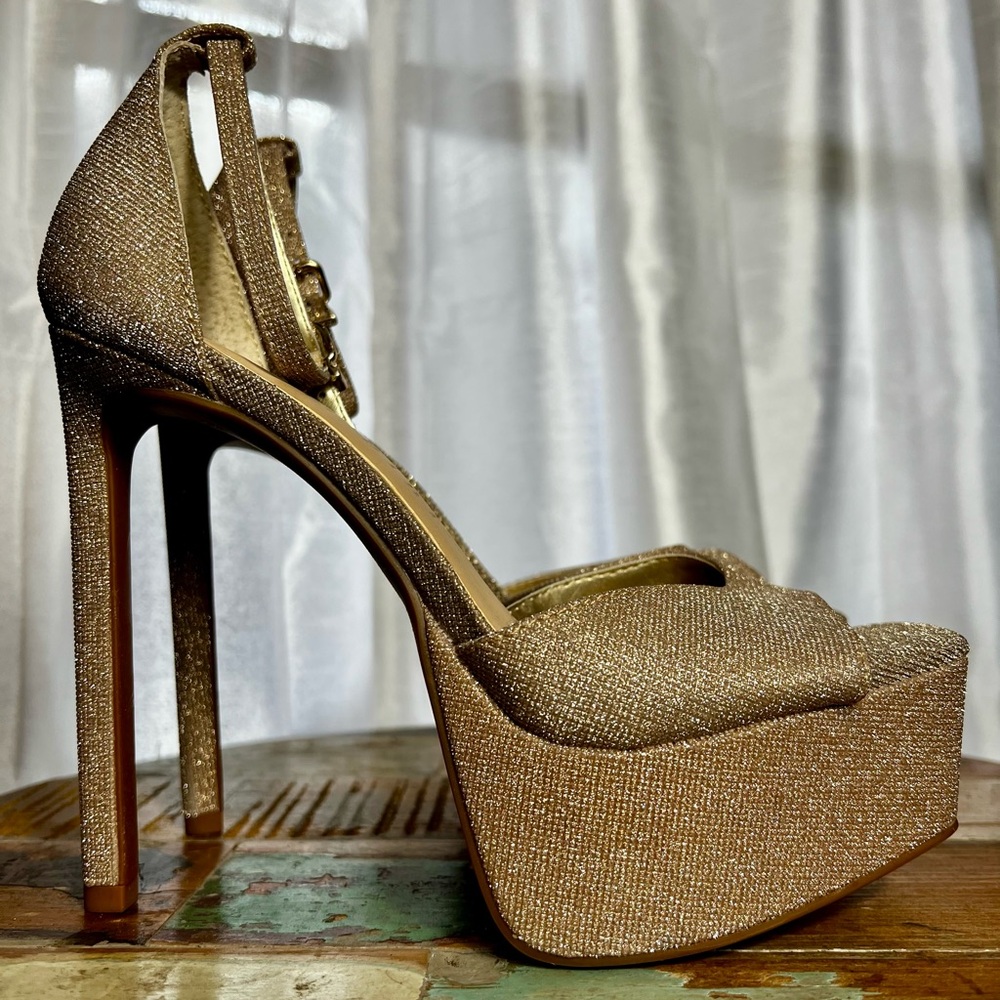 Gianni Bini Gold Stiletto Platform Heels